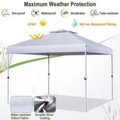 Costway 2-Tier 10' X 10' Pop-up Canopy Tent Instant Gazebo Adjustable Carry Bag With Wheel -OUTSUNNY Sales GUEST 00980fbe ace7 4b61 b886 bd276d517dc7