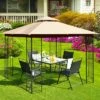 Tangkula 2-Tiers 10'x10' Outdoor Canopy Gazebo Heavy-Duty Steel Frame Party Patio Large Canopy L-Shaped Gazebo Beige/Grey -OUTSUNNY Sales GUEST 0449bcdf 32ab 448e b28c 8e8e35f27083