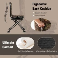 Costway Folding Silent Swivel Blind 360°Swivel Hunting Chair W/All-terrain Foot Pads -OUTSUNNY Sales GUEST 06bc1756 009a 4557 ae4a da4de81da0b9
