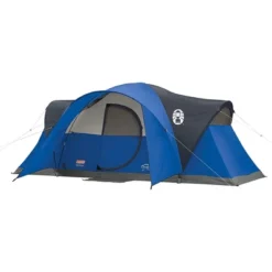 Coleman Montana 8 Person Cabin Camping Hiking Tent With Hinged Door, Blue & Kompact Lightweight Degree 20 Fahrenheit Sleeping Bag (2 Pack)