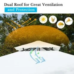 Tangkula 2 Tier 10'x10'Patio Steel Gazebo Outdoor Canopy Tent Steel Frame Shelter Awning W/Side Walls For Patio Yard Garden -OUTSUNNY Sales GUEST 0aac3152 c01c 4b52 84b6 8dca7ad8c7c3