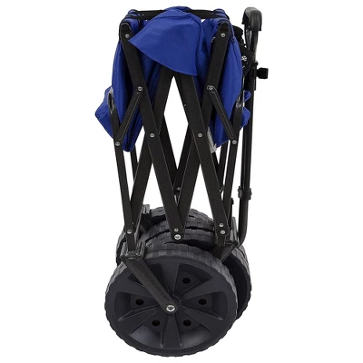 Mac Sports Heavy Duty Steel Frame Collapsible Folding 150lbs. Capacity Outdoor Beach Garden Utility Wagon Cart With All Terrain Wheels - Blue/Black 7 Mac Sports Heavy Duty Steel Frame Collapsible Folding 150lbs. Capacity Outdoor Beach Garden Utility Wagon Cart With All Terrain Wheels - Blue/Black - Image 5