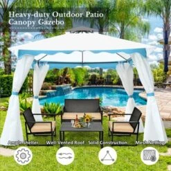 Tangkula 2 Tier 10'x10'Patio Steel Gazebo Outdoor Canopy Tent Steel Frame Shelter Awning W/Side Walls For Patio Yard Garden -OUTSUNNY Sales GUEST 0c3f140b 37fe 4415 aa8f 86a10f60cf80