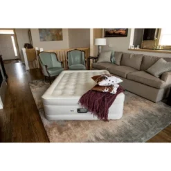 Serta Never Flat Fabric Series Raised With Internal Pump And Plush Air Mattress- 18" Queen (Beige) -OUTSUNNY Sales GUEST 103333d4 1793 4da7 a64b 7584bc406dd2