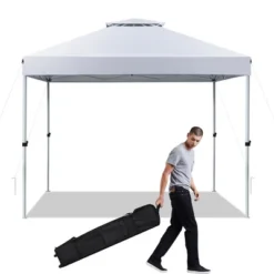 Costway 2-Tier 10' X 10' Pop-up Canopy Tent Instant Gazebo Adjustable Carry Bag With Wheel -OUTSUNNY Sales GUEST 1117ab7a 6a46 4c0d 8547 22b1901e2b33