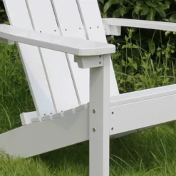 Lakeside Faux Wood Adirondack Outdoor Portable Chair White - Merry Products -OUTSUNNY Sales GUEST 128485c9 0110 4e50 993c 44313bea6023