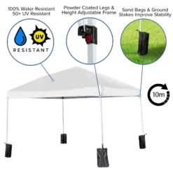 Emma And Oliver 10'x10' Weather Resistant, UV Coated Pop Up Canopy Tent With Sandbags And Wheeled Case -OUTSUNNY Sales GUEST 15e18ee9 4e1d 4c0f acdd ee3a3531e530