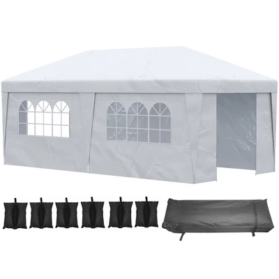 Outsunny 19' X 10' Large Party Tent, Height Adjustable Pop Up Canopy With Weight Bags And Wheeled Carry Bag 8 Outsunny 19' X 10' Large Party Tent, Height Adjustable Pop Up Canopy With Weight Bags And Wheeled Carry Bag - Image 6