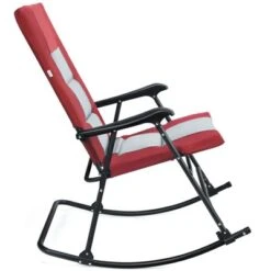 Tangkula Foldable Rocking Chair Enlarged Rocker Chair With Cotton Clip Red -OUTSUNNY Sales GUEST 20dbe001 6116 4d18 b401 ff7a126a0696