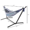 Hastings Home Double Brazilian Hammock With Height Adjustment Stand And Carrying Bag - 113" X 39", Blue/White -OUTSUNNY Sales GUEST 2441f8c6 cea7 46f2 945e a15dfc7c4511
