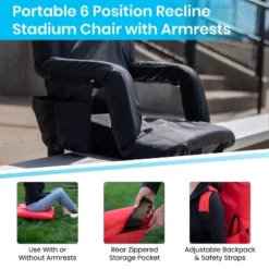 Flash Furniture Portable Lightweight Reclining Stadium Chair With Armrests, Padded Back & Seat With Dual Storage Pockets And Backpack Straps 26 Flash Furniture Portable Lightweight Reclining Stadium Chair With Armrests, Padded Back & Seat With Dual Storage Pockets And Backpack Straps -OUTSUNNY Sales GUEST 28b8159b 750f 4713 8bc2 0863b08859e6