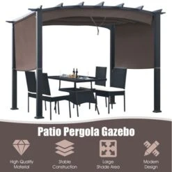 Tangkula Outdoor Retractable Pergola 10 X 10ft Patio Pergola Gazebo Sun Shade Shelter Canopy W/Heavy Duty Steel Frame For Beach -OUTSUNNY Sales GUEST 2996ca2d fa42 4dde 86a1 d07e1166a435