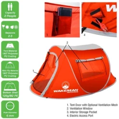 Pop-up Tent - 2 Person Water-Resistant Barrel Style Tent For Camping With Rain Fly And Carry Bag - Sunchaser 2-person Tent By Wakeman Outdoors (Red) -OUTSUNNY Sales GUEST 29a706cd 3ed9 4ced ad99 3b437f01deae