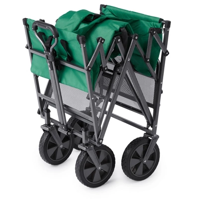 Mac Sports Double Decker Heavy Duty Steel Frame Collapsible Outdoor 150 Pound Capacity Yard Cart Utility Garden Wagon With Lower Storage Shelf, Green 5 Mac Sports Double Decker Heavy Duty Steel Frame Collapsible Outdoor 150 Pound Capacity Yard Cart Utility Garden Wagon With Lower Storage Shelf, Green - Image 3