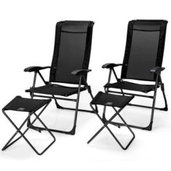 Tangkula 4 PCS Outdoor Wicker Chaise Lounge Patio Lounge Chair Ottoman Set Camp Chairs W/7-Gear Adjustable Backrest -OUTSUNNY Sales GUEST 2d135271 a53e 4b17 8069 644144f54831