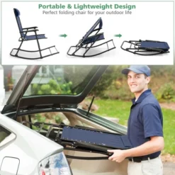 Costway Patio Camping Rocking Chair Folding Rocker Footrest Lightweight Outdoor RedNavyBeigeGreyBlue -OUTSUNNY Sales GUEST 2d2b2988 e9f5 43c8 b67b 98cfa4775486