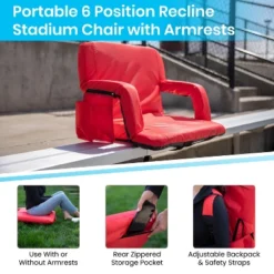 Emma And Oliver Extra Wide Portable Stadium Chair With Reclining Padded Back & Seat, Lightweight Metal Frame With Armrests & Backpack Straps 22 Emma And Oliver Extra Wide Portable Stadium Chair With Reclining Padded Back & Seat, Lightweight Metal Frame With Armrests & Backpack Straps -OUTSUNNY Sales GUEST 2ebc975b 9a68 418b a92f d0557ad75c7e