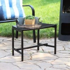 Sunnydaze Decor Sunnydaze Outdoor Lightweight And Portable Metal Patio Side End Table Or Backless Bench Seat With Mesh Top - 23" -OUTSUNNY Sales GUEST 307775d3 3807 4124 a914 2e212418f3c4