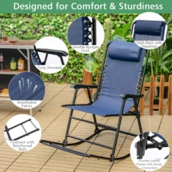 Costway Patio Camping Rocking Chair Folding Rocker Footrest Lightweight Outdoor RedNavyBeigeGreyBlue -OUTSUNNY Sales GUEST 338a0501 2a62 4193 9b26 79dbbeb60b4d