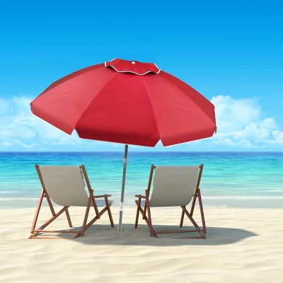 Nature Spring Beach Umbrella - 6' Diameter, Red 4 Nature Spring Beach Umbrella - 6' Diameter, Red - Image 2