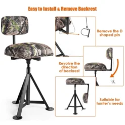 Costway Swivel Hunting Chair Tripod Blind Stool W/ Detachable Backrest Outdoor Camping -OUTSUNNY Sales GUEST 3a16b251 36bf 48c3 830a 14b931f0f221