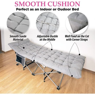 Zone Tech Set Of 2 Folding Outdoor Camping Travel Cot And Cot Pad - Classic Grey Lightweight Portable Heavy Duty Adult & Kids Travel Cot And Cushion 8 Zone Tech Set Of 2 Folding Outdoor Camping Travel Cot And Cot Pad - Classic Grey Lightweight Portable Heavy Duty Adult & Kids Travel Cot And Cushion - Image 6