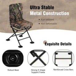 Costway Folding Silent Swivel Blind 360°Swivel Hunting Chair W/All-terrain Foot Pads -OUTSUNNY Sales GUEST 3d80eed8 ce73 4acd 83af 5fc8d4d90999