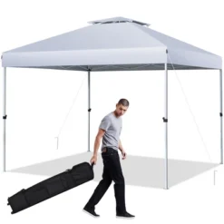 Costway 2-Tier 10' X 10' Pop-up Canopy Tent Instant Gazebo Adjustable Carry Bag With Wheel -OUTSUNNY Sales GUEST 402f1bbd 3ae2 410f 96e3 3da06dc00668