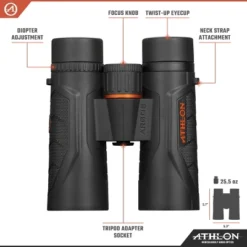 Athlon Optics Argos G2 HD Binoculars With Eye Relief For Adults And Kids, High-Powered Binoculars For Hunting, Birdwatching, And More