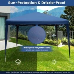 Costway Patio 10x10ft Outdoor Instant Pop-up Canopy Folding Sun Shelter Carry Bag Navy/Grey/White -OUTSUNNY Sales GUEST 4e4f3575 1255 4622 90e0 bcacbabed42f