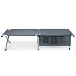 Costway Folding Camping Cot Heavy-duty Camp Bed W/Carry Bag For Beach Traveling Vocation Grey -OUTSUNNY Sales GUEST 50583ed3 76ce 4fac 8869 3d3bf2c56138