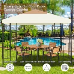 Tangkula 10'x10'Outdoor Canopy Gazebo Art Steel Frame Party Patio Large Canopy Gazebo -OUTSUNNY Sales GUEST 515ee388 55fb 4fac 870f 045f269640b2