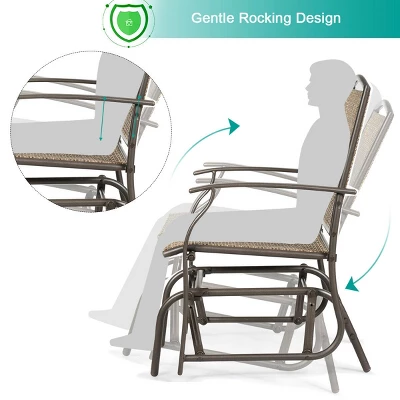 Costway 2PCS Patio Swing Single Glider Chair Rocking Seating Steel Frame Garden Brown 7 Costway 2PCS Patio Swing Single Glider Chair Rocking Seating Steel Frame Garden Brown - Image 5