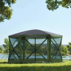 Lightspeed Outdoors Pop-Up 6-Sided Screen Shelter, Camping Gazebo, Green -OUTSUNNY Sales GUEST 59d9a12f af0a 4f16 aaad aba60b4d1e0e