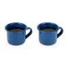 Foster & Rye Camping Mug Shot Glasses, Speckled Blue Enamel Novelty Shooters With Handle, 2.6 Oz Set Of 2, Dark Blue