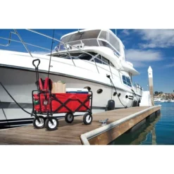 Mac Sports Heavy Duty Steel Frame Collapsible Folding 150 Pound Capacity Outdoor Camping Garden Utility Wagon Yard Cart, Black -OUTSUNNY Sales GUEST 5feb1b51 1e42 47c0 bfd5 faffd0547752