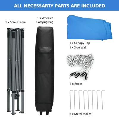 Costway 10ft X 10ft Pop Up Tent Slant Leg Canopy W/ Roll-up Side Wall 9 Costway 10ft X 10ft Pop Up Tent Slant Leg Canopy W/ Roll-up Side Wall - Image 7