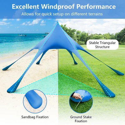 Costway 20 X 20 FT Beach Sunshade Canopy UPF50+ With Carry Bag & 8 Sandbags & Shovel 7 Costway 20 X 20 FT Beach Sunshade Canopy UPF50+ With Carry Bag & 8 Sandbags & Shovel - Image 5
