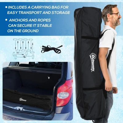 Outsunny 4 Person Insulated Ice Fishing Shelter 360-Degree View, Pop-Up Portable Ice Fishing Tent With Carry Bag, Two Doors And Anchors, Black 6 Outsunny 4 Person Insulated Ice Fishing Shelter 360-Degree View, Pop-Up Portable Ice Fishing Tent With Carry Bag, Two Doors And Anchors, Black - Image 4