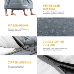 KingCamp 87 X 59 Inch 2 Person 20 Degree Lightweight Waterproof Couple Family Sleeping Bag With 2 Pillows For Camping, Hiking, & Backpacking, Grey -OUTSUNNY Sales GUEST 69d99372 f52b 4150 ba54 feceed06d197