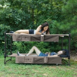 Disc-O-Bed X Large Cam-O-Bunk 2 Person Bench Bunked Double Bunk Bed Cot With 2 Side Organizer And Carrying Bags For Camping Trips, Tan -OUTSUNNY Sales GUEST 6a598191 83e4 4b26 baf9 3c0f61f841fc