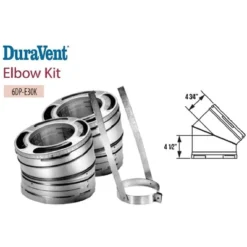DuraVent DuraPlus 6DP-E30K 6-Inch 30-Degree Dual Layer Stainless Steel/Galvalume 360-Degree Swiveling Elbow Kit For Wood Stove Exhaust Vents, Silver -OUTSUNNY Sales GUEST 6c0adb21 8b90 4b42 a283 d2640b4fc616