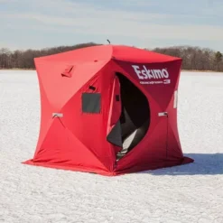 Eskimo QuickFish 3 Portable 3-Person Spacious Pop Up Ice Fishing Shanty Shack Hub Tent With Ice Anchors And Backpack Storage Bag, Red (2 Pack) -OUTSUNNY Sales GUEST 6c9ef6dc 55e4 483f b350 953fec27d85f