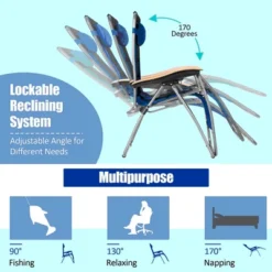 Costway 2PCS Folding Zero Gravity Chair Padded Lounge Chair W/ Beech Armrests Turquoise/Blue/Grey -OUTSUNNY Sales GUEST 6ca413ac 815a 49e0 820f e562e6be378b