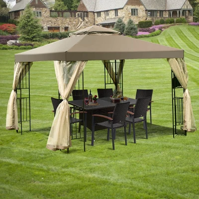 Costway Outdoor 10'x10' Gazebo Canopy Shelter Awning Tent Patio Screw-free Structure Garden 4 Costway Outdoor 10'x10' Gazebo Canopy Shelter Awning Tent Patio Screw-free Structure Garden - Image 2