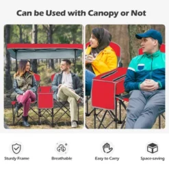 Costway Portable Folding Camping Canopy Chairs W/ Cup Holder Cooler Outdoor Red -OUTSUNNY Sales GUEST 721d96dd 830a 4194 8a3b 5a94928a2872