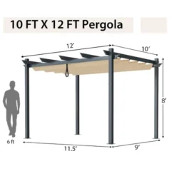 Costway 10x12ft Outdoor Aluminum Retractable Pergola Canopy Shelter Grape Trellis Beige/Gray -OUTSUNNY Sales GUEST 739aaa3b 860c 41ef a753 c6e74315ed9f
