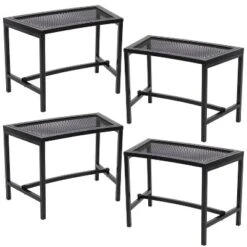 Sunnydaze Decor Sunnydaze Outdoor Lightweight And Portable Metal Patio Side End Table Or Backless Bench Seat With Mesh Top - 23" -OUTSUNNY Sales GUEST 7d1d7343 25fb 4377 b80e 898ae6507f16