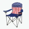 Kamp-Rite KAMPAFC141 Outdoor Camping Furniture Beach Patio Sports Folding Quad Lawn Chair With Cup Holders, USA Flag (2 Pack)