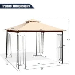 Tangkula 2-Tiers 10'x10' Outdoor Canopy Gazebo Heavy-Duty Steel Frame Party Patio Large Canopy L-Shaped Gazebo Beige/Grey -OUTSUNNY Sales GUEST 871c6476 5388 4043 8f5e 434c44a5aa6c